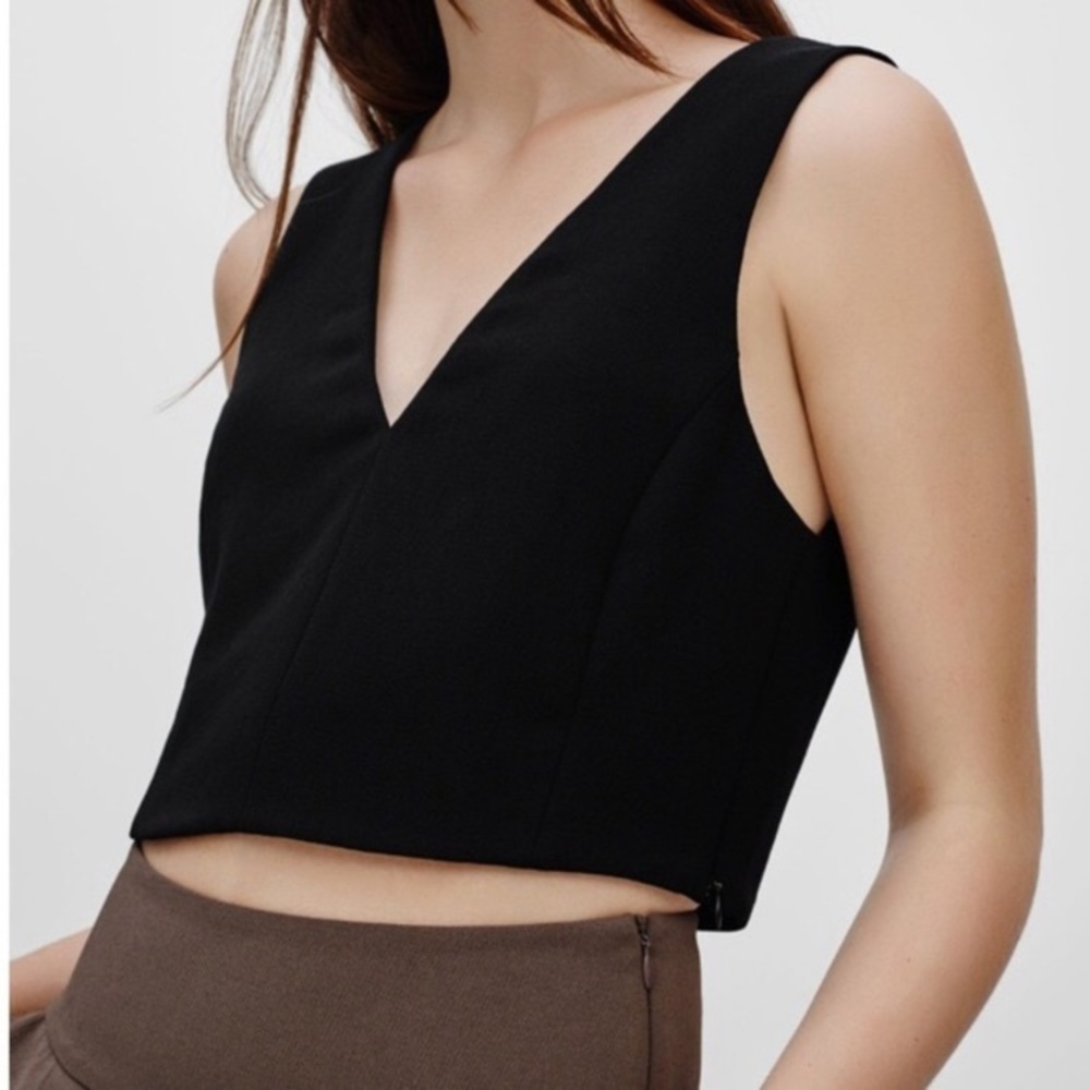 Wilfred black velvet crop tank top